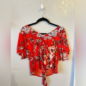Lily White Floral Shirt M